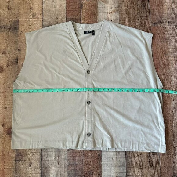 Asos Design Moss Green Button-Up V-Neck Sleeveless Vest Casual Cotton Men's S - Picture 3 of 8